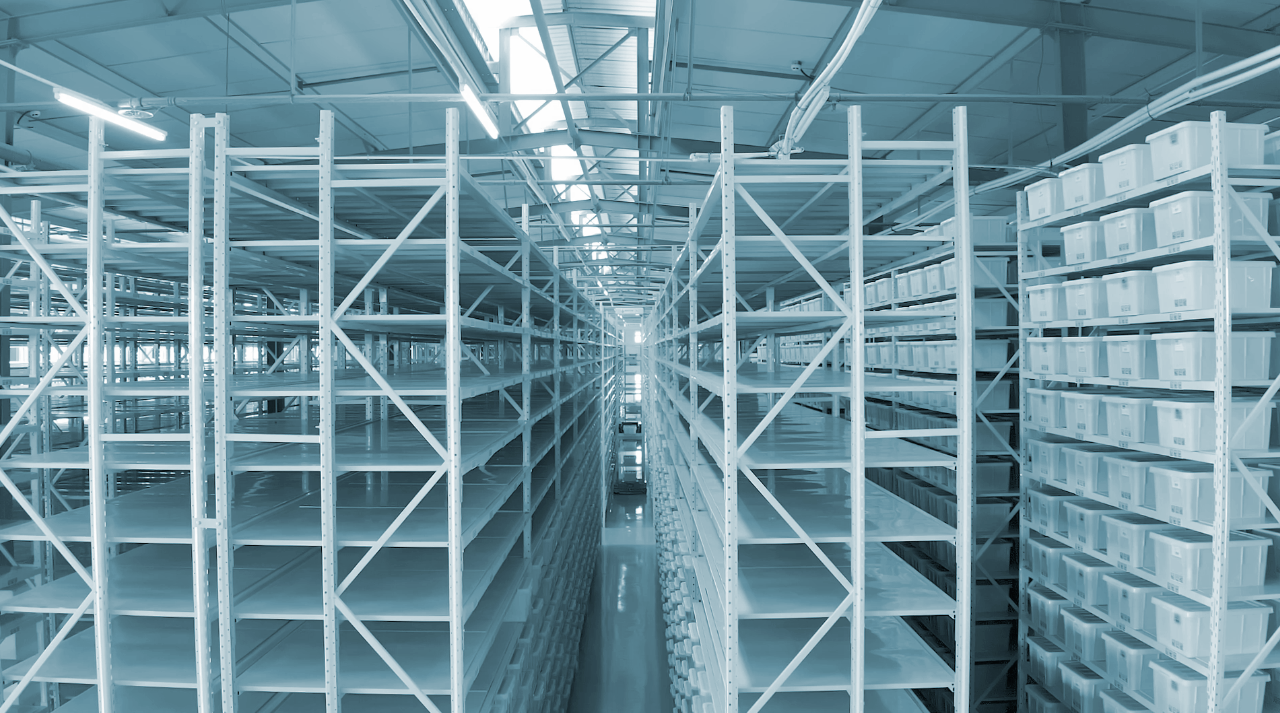 Container-type and pallet-rack-type storage systems